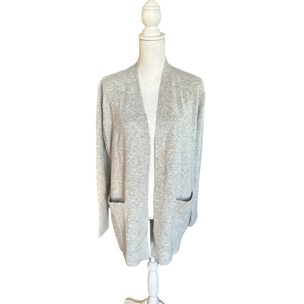 Love Ellie Stitch Fix Open Front Cardigan Sweater Gray Ribbed Details Size XL